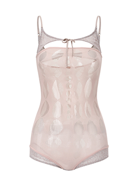 RUI built 26早春 弹力拼接豹纹网纱连体衣