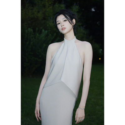 OUDE WAAG 高领露背连衣裙