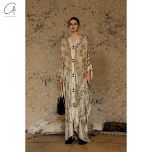 手作 花染 commonplace 排扣连接羊绒长外套 Mutedance