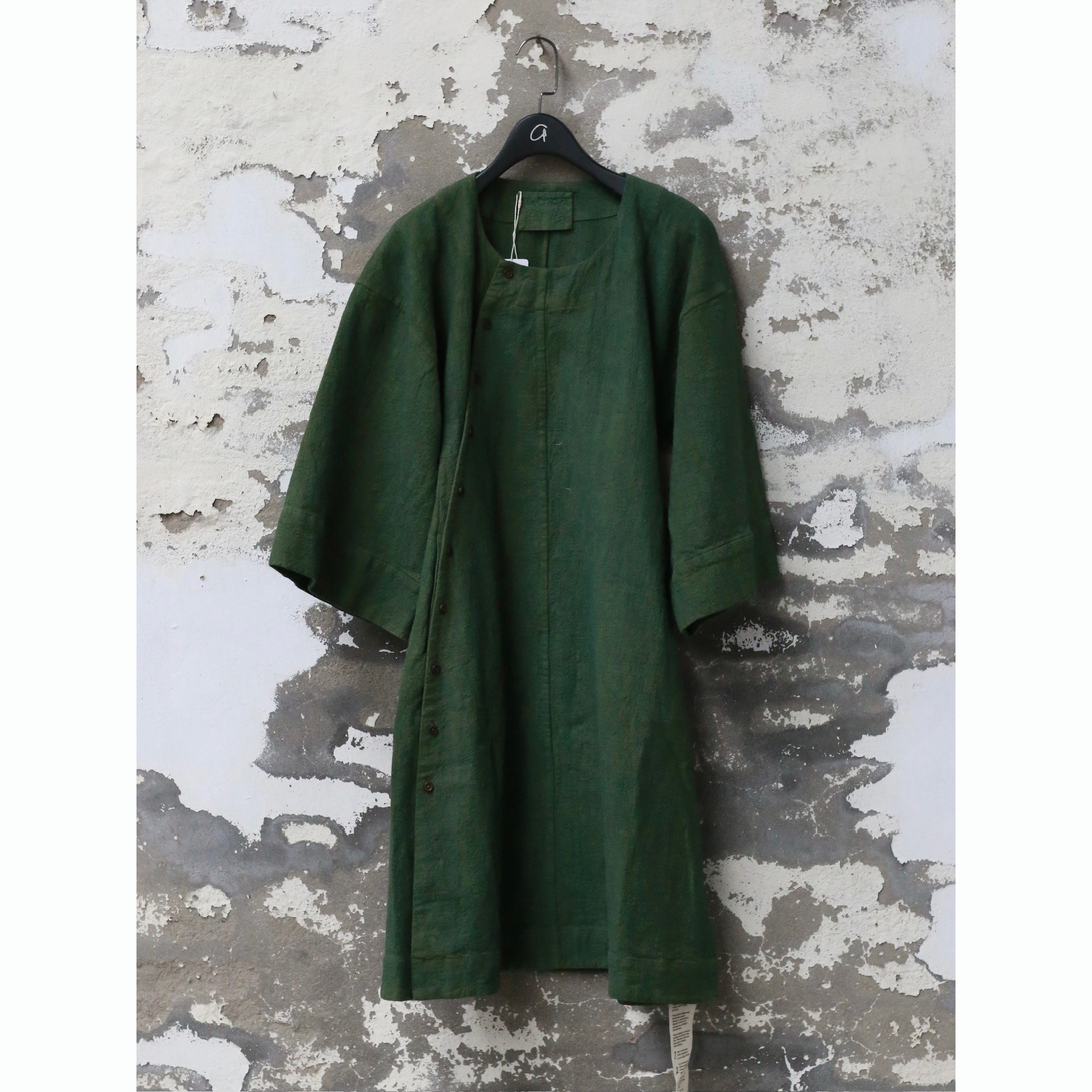 KINYAN LAM 手织布天然染斜襟長版衬衫