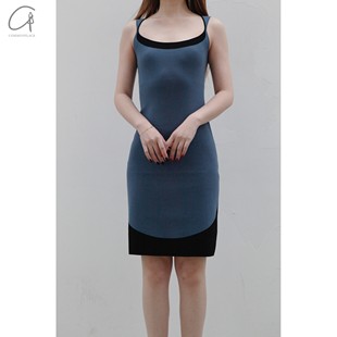 70%OFF 撞色领背心裙 SWAYING