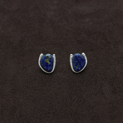 OLIO E ACETO 纯银青金石/红蛇皮玉花瓣耳钉