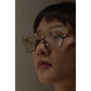 艺术手作 70%OFF 方形太阳眼镜 咖色透明半框 超轻材质 KUBORAUM