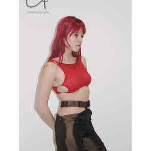 SF04系列 Zhou 珍珠金属链条拉伸短背心 Rui 40%OFF