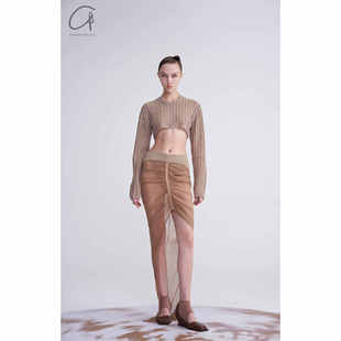 雪纺拼接褶皱半身裙 WAAG 60%OFF OUDE