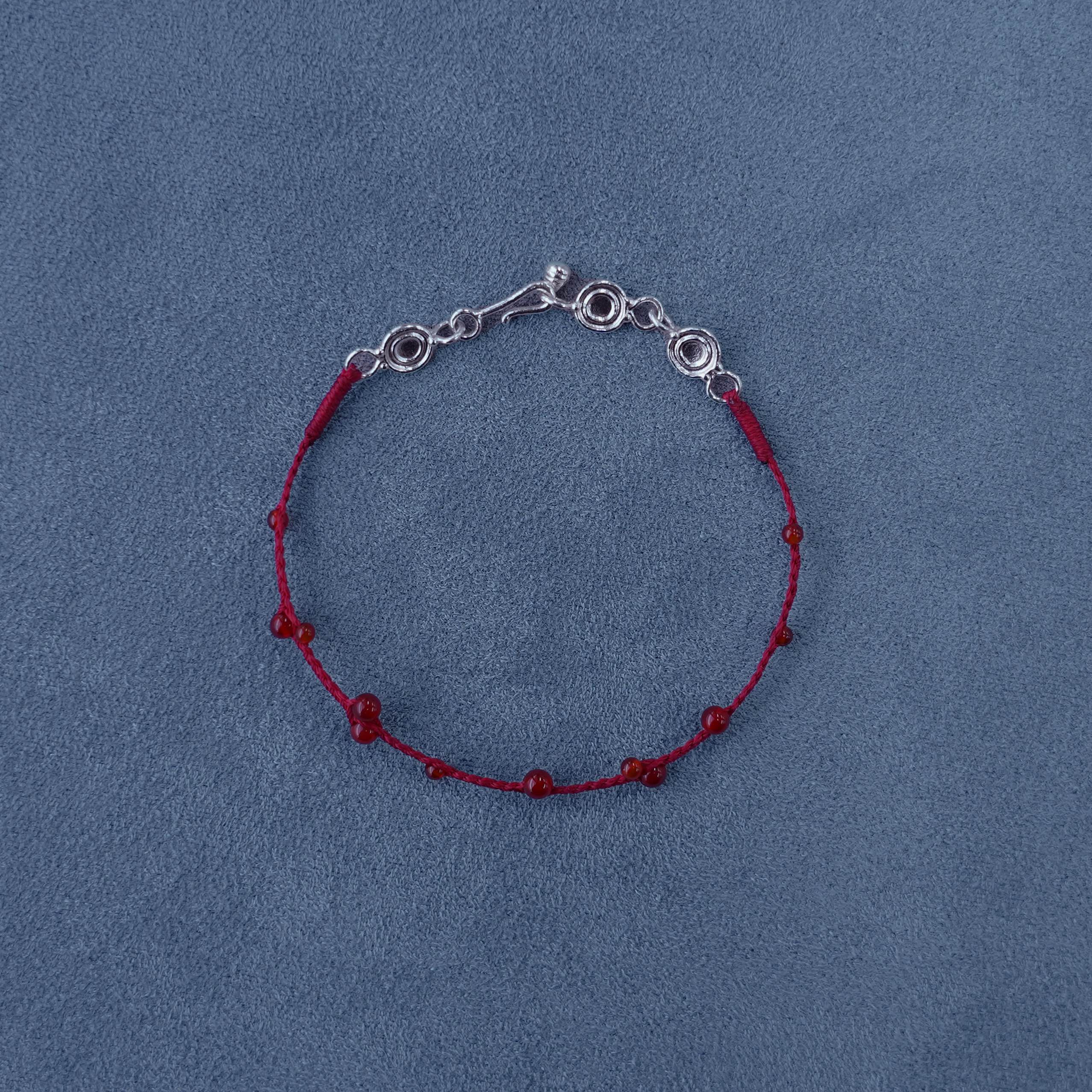 SALE E PEPE 红绳系列 纯银红玛瑙圆珠编织手链
