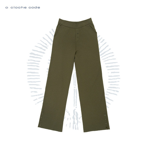 o cloche code 25秋冬 棉羊绒纽扣裤针织长裤女