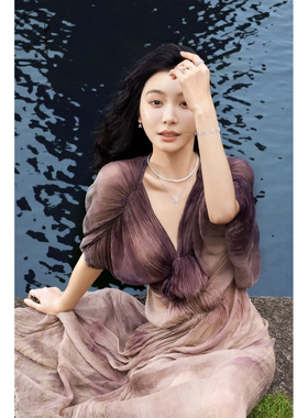 40%OFF Elapsing 真丝褶皱晚礼服连衣裙