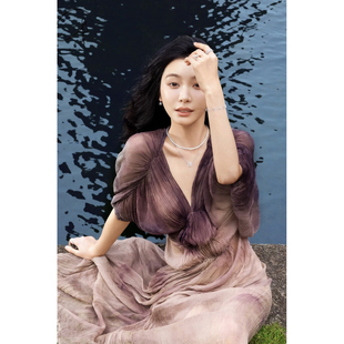 40%OFF 真丝褶皱晚礼服连衣裙 Elapsing