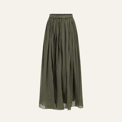 INTO THE EAST26春夏 橄榄绿细褶半裙