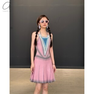 织光吊带百褶连衣裙 KNITS 60%OFF NAN