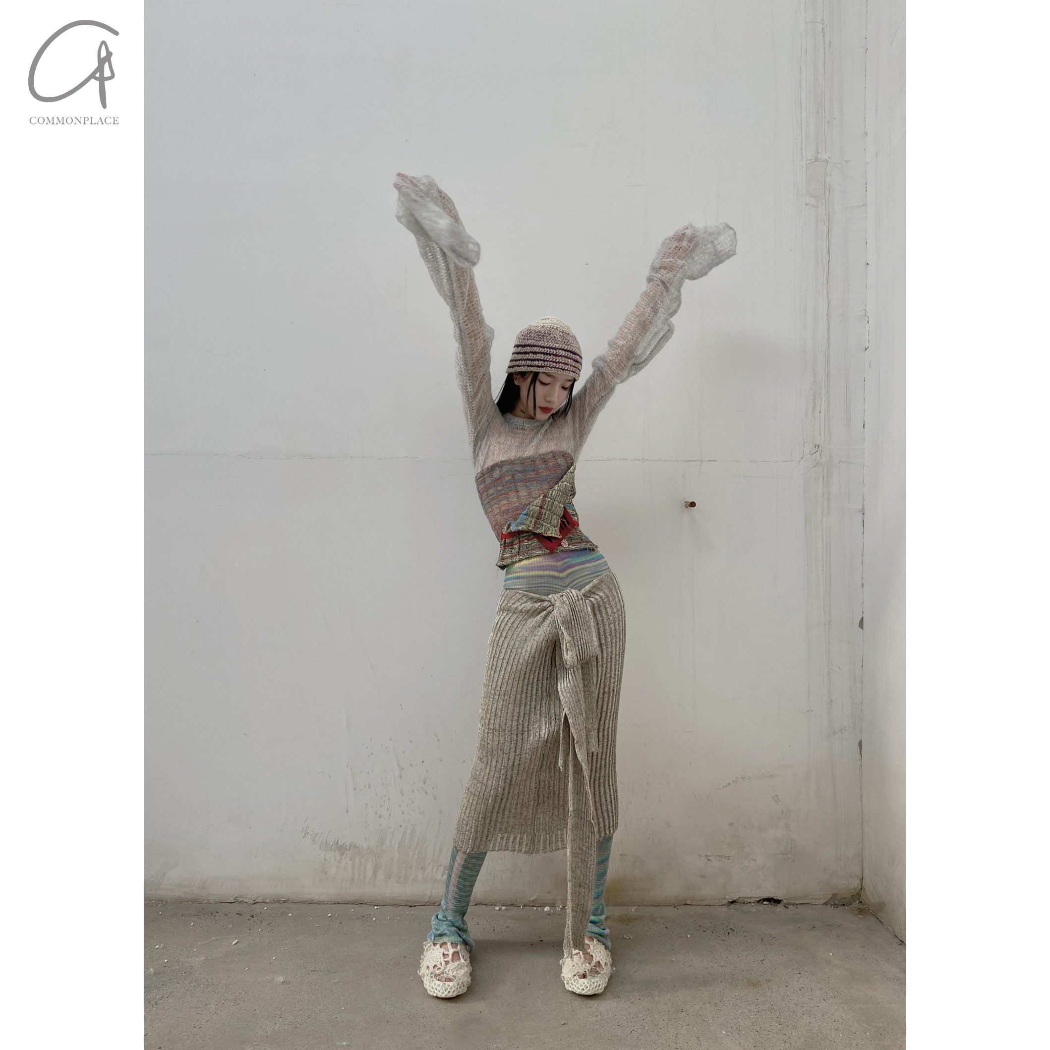 网状圆领上衣柔软舒适春夏意大利