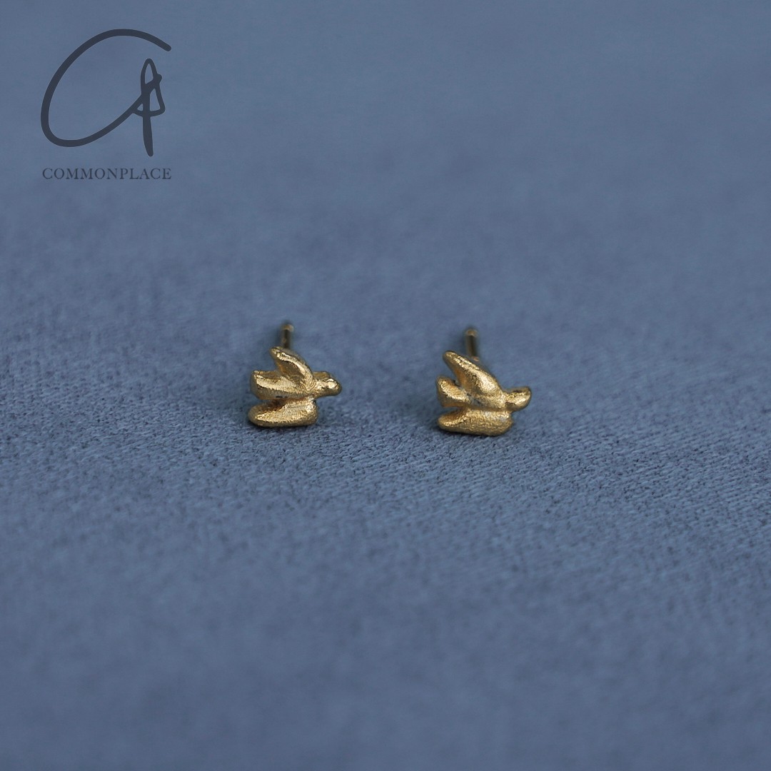 SALE E PEPE 纯银镀金小鸟耳钉