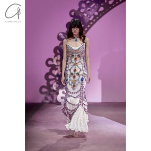 NAN 钩编宝石长连衣裙 KNITS