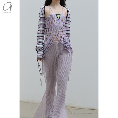 NANKNITS孔眼抽绳吊带连衣裙