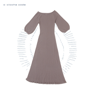 灯笼袖 25秋冬 code 连衣长裙美利奴羊毛针织 cloche