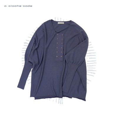 o cloche code 25秋冬 双排扣宽松卫衣100%美利奴羊毛针织