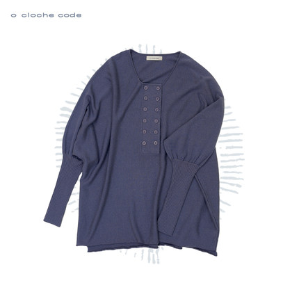 o cloche code 25秋冬 双排扣宽松卫衣100%美利奴羊毛针织