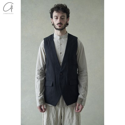 DEVOA  亚麻编织马甲 男