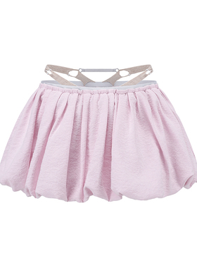 RUI built 26春夏 麻感真丝细带拼接花苞半身裙