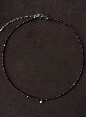 OLIO E ACETO 玛瑙/石榴石纯银露珠项链