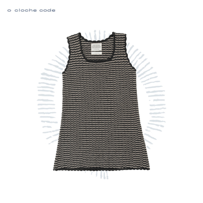 o cloche code 25秋冬 黑白织花背心裙美利奴羊毛针织