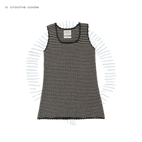 o cloche code 25秋冬 黑白织花背心裙美利奴羊毛针织