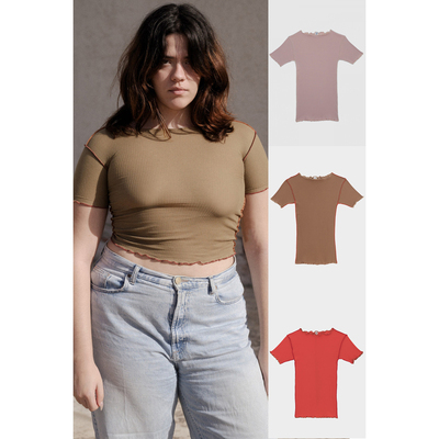 BASERANGE法国有机棉木耳边T恤