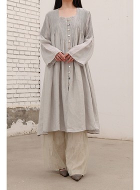 70%OFF A Tentative Atelier 23春夏 多层扣连衣裙 亚麻 棉 丝绸