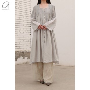 Atelier 23春夏 多层扣连衣裙 70%OFF 棉 Tentative 亚麻 丝绸