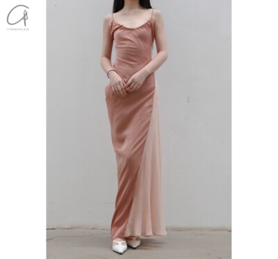 23春夏灯芯绒拼接吊带连衣裙