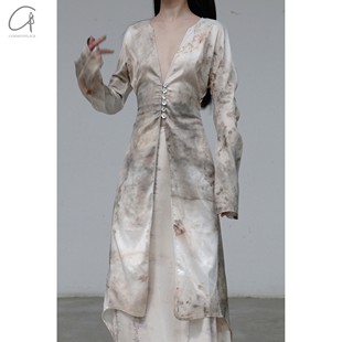 commonplace买手店 背心 pengtai 染色缎面丝绸纽扣衬衫