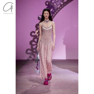 渐变花型镂空长连衣裙 KNITS 40%OFF NAN