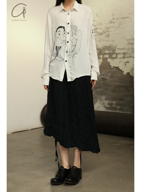 60%OFF ARCHIVIO J.M.Ribot 正反两穿亚麻半身裙 棉