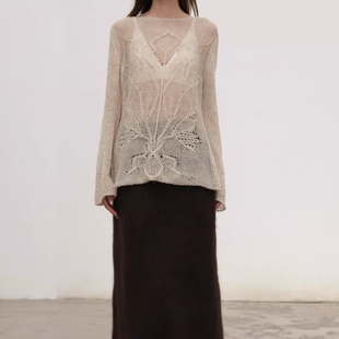 SWAYING 25秋冬 钩花羊驼毛亚麻上衣