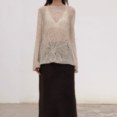 SWAYING 25秋冬 钩花羊驼毛亚麻上衣