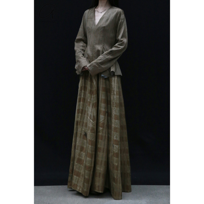 Mutedance 羊毛丝绸拼接V领连衣裙 commonplace