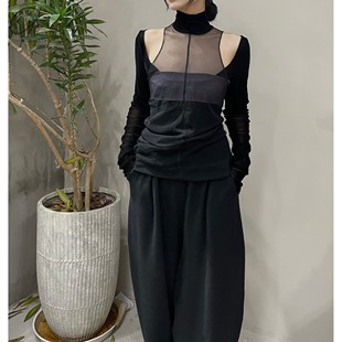 丝绒网纱双层不对称高领上衣 Morceau 70%OFF