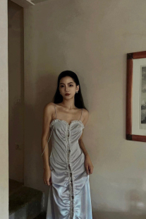 40%OFF 中药印花褶皱迷笛连衣裙 PengTai