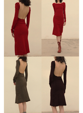 Marc Le Bihan 微弹拉伸后镂空连衣裙 法国手工