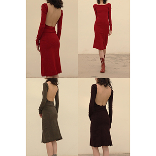 微弹拉伸后镂空连衣裙 Bihan 法国手工 Marc