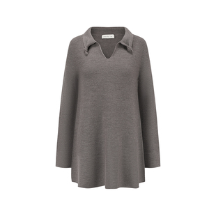 SWAYING 25秋冬 无缝翻领扭结羊毛套衫