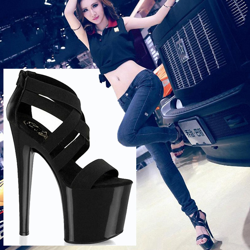 性感夜店鱼嘴绑带韩版高跟鞋防水