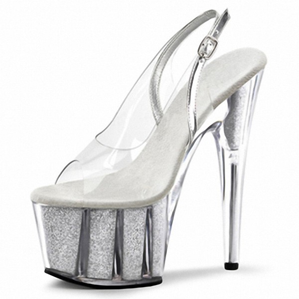 恨天高高跟鞋细跟防水台大码凉鞋17CM模特走秀夜店一字扣钢管舞鞋