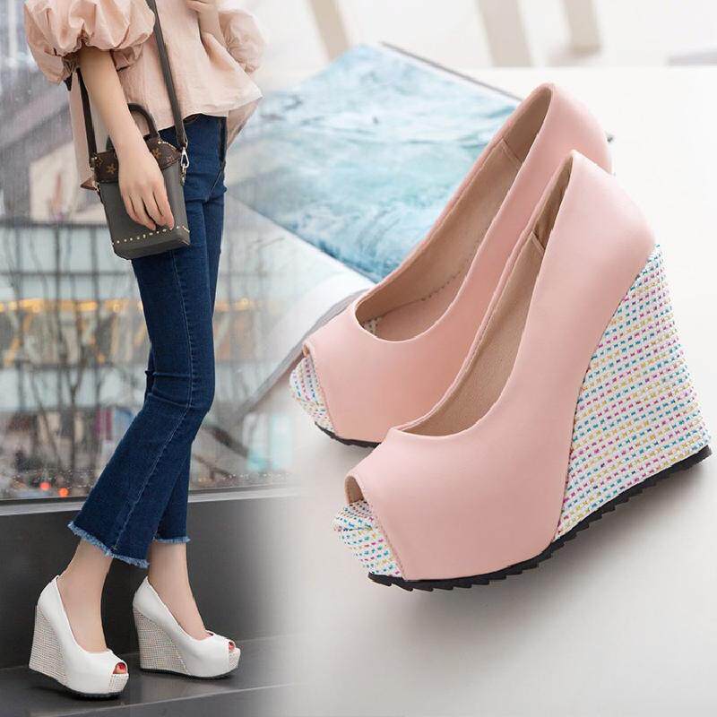 法式少女高跟鞋12cm魚嘴時裝優雅單鞋15厘米恨天高舒適坡跟小碼32在類目 女鞋, 低幫鞋中 - 來自Buy2taobao.com提供專業的淘寶代購服務