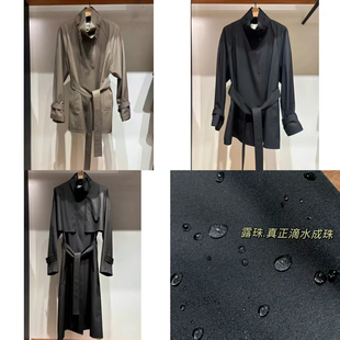 纯原小禾正版露珠真丝羊毛中长款带腰带风衣+长款风衣外套Q661