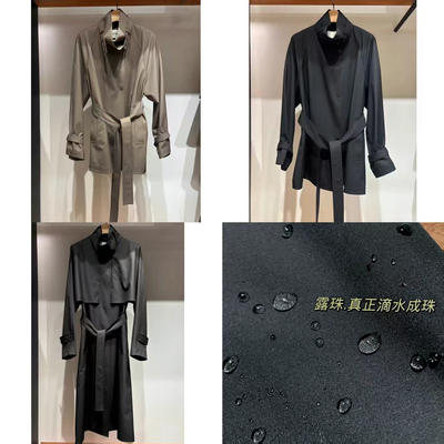 纯原小禾正版露珠真丝羊毛中长款带腰带风衣+长款风衣外套Q661