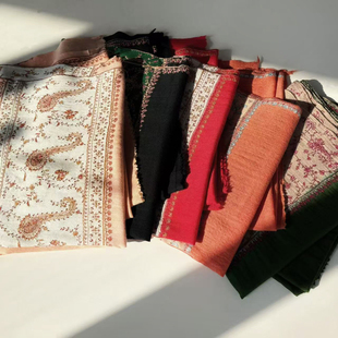 绝美克什米尔用心每一条都是独版手工刺绣边绣羊绒围巾披肩F430