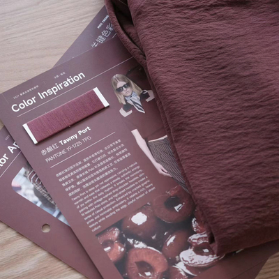 复古显白赤酿红重度砂洗自然皱理真丝干丝飘带宽松衬衫半裙套装