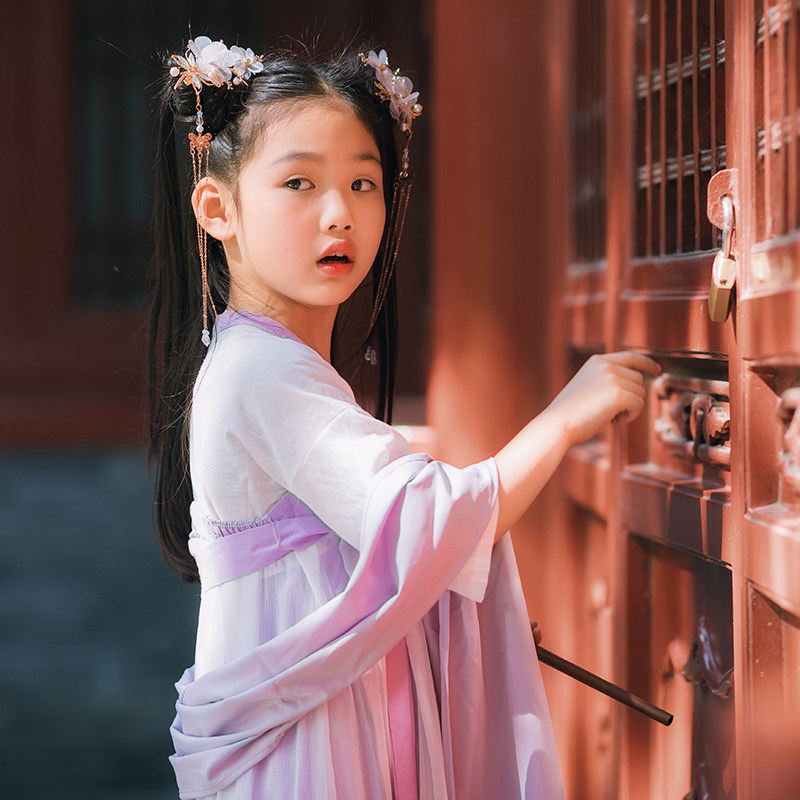 汉服女童夏装儿童明制汉服夏季薄款12岁女孩古风